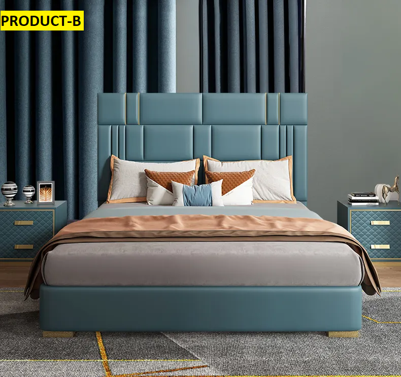 Lixra Contemporary Style Gold Plated Leather Bed