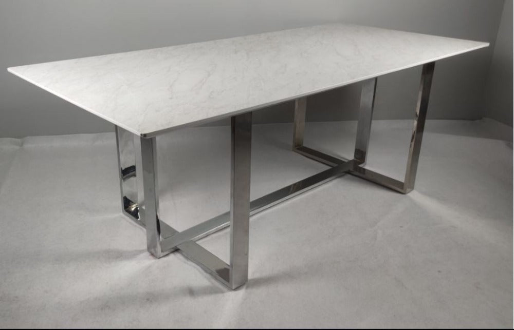 Lixra Contemporary White Marble Top Dining Table