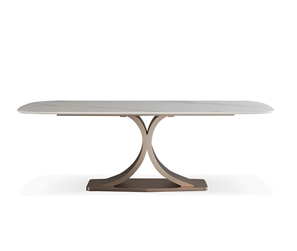 Lixra Contemporary X-Shaped Marble Dining Table