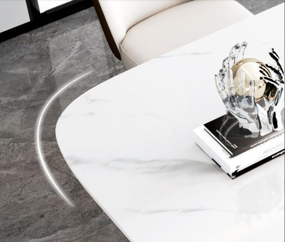 Lixra Contemporary X-Shaped Marble Dining Table