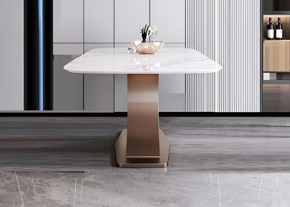 lixra Contemporary X-Shaped Marble Dining Table