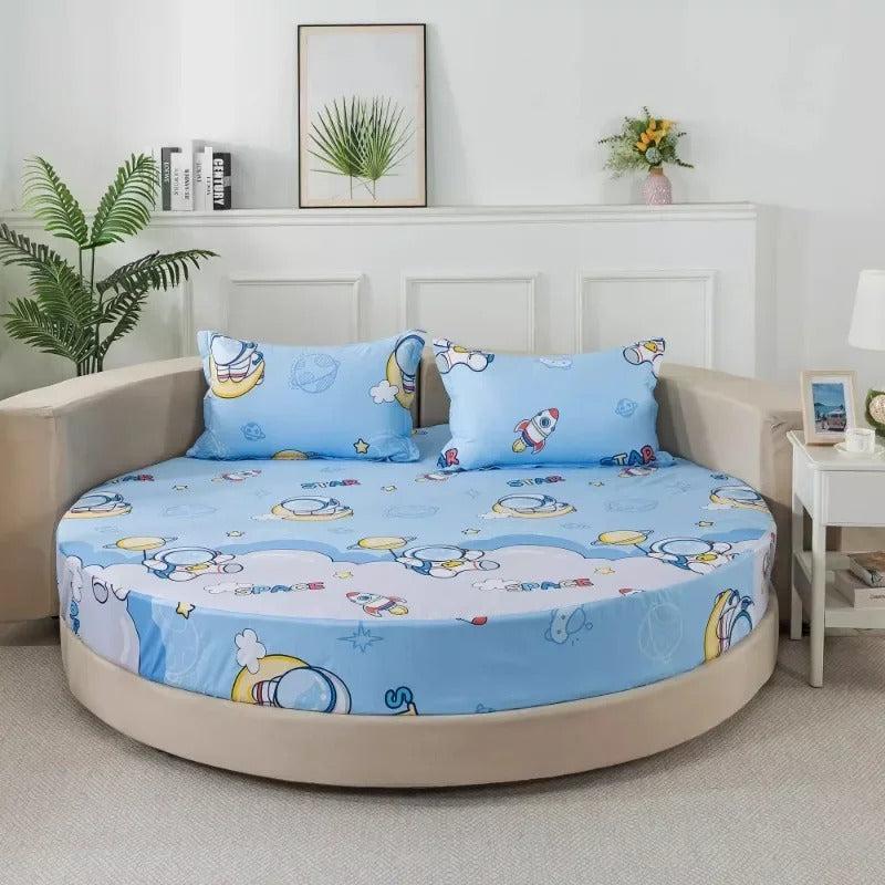 Lixra Cotton Round Bedsheets With Printed Design