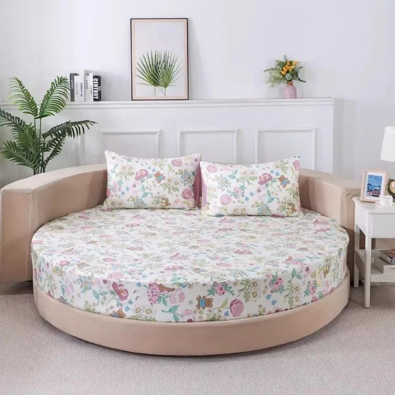 Lixra Cotton Round Bedsheets With Printed Design