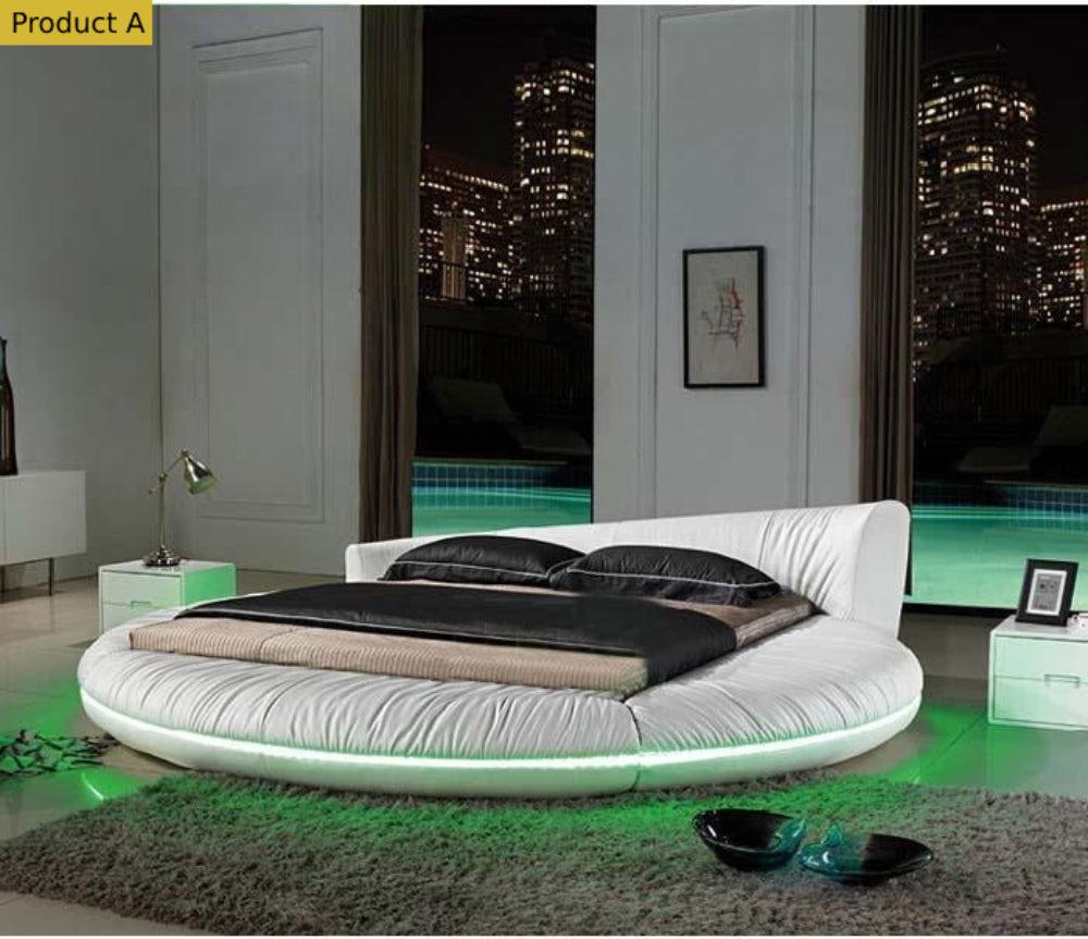 Lixra Cozy Modern Leather Round Bed With LED