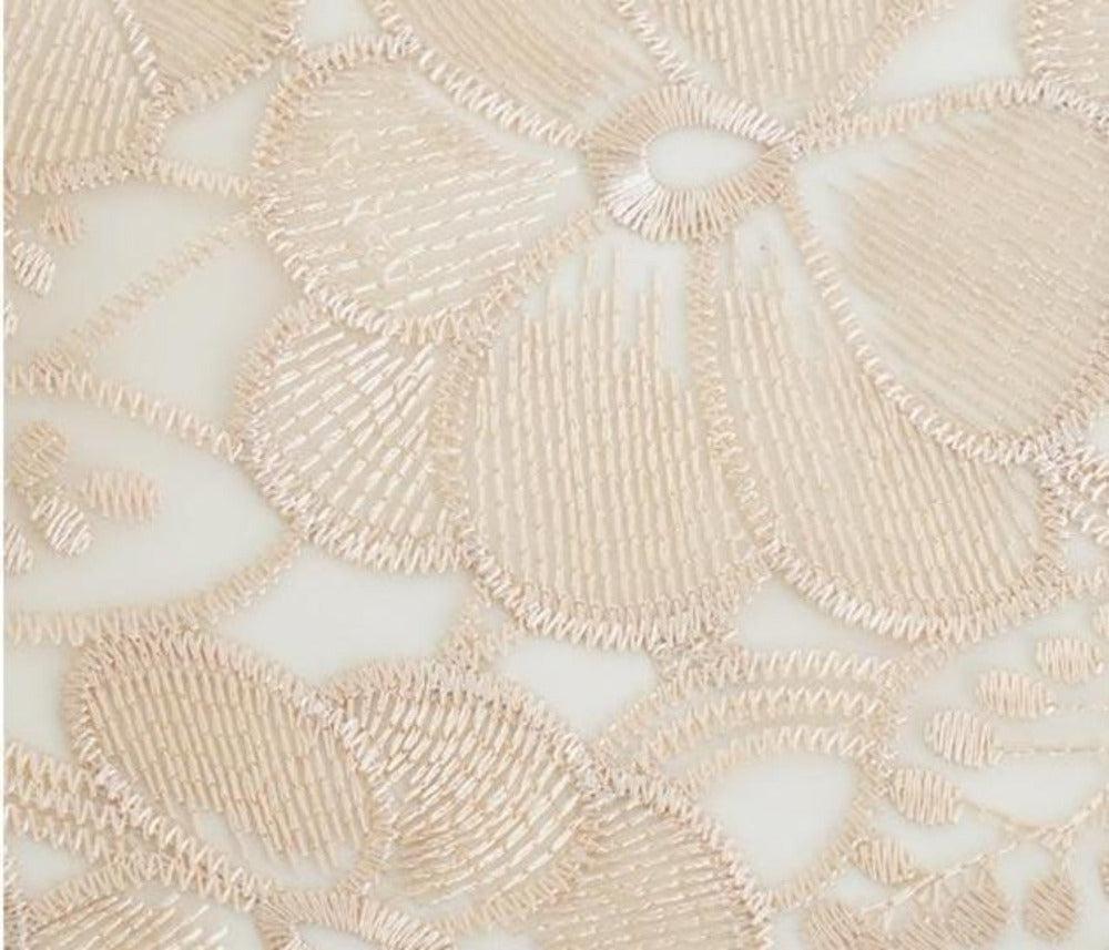 Lixra Cream Colored Floral Knitted Table Runner