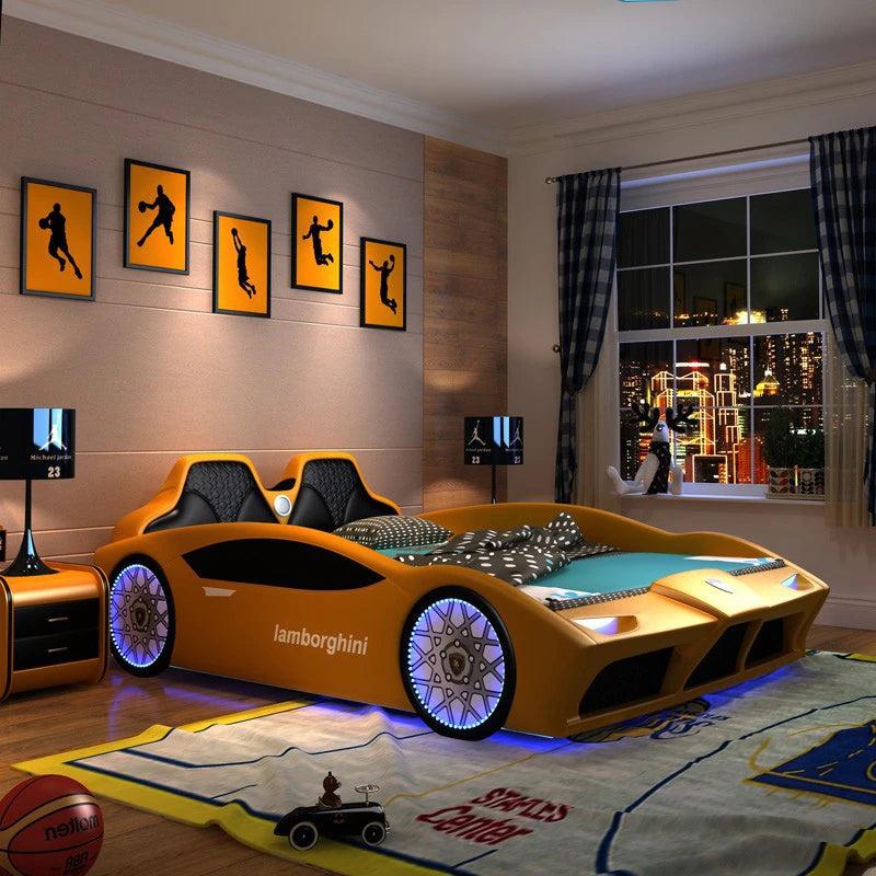 lixra Creative Car Design Leather Kid's Bed