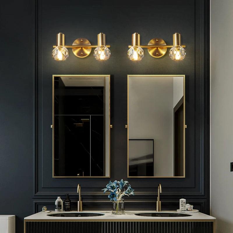 Lixra Crystal-Adorned Golden Vanity Light