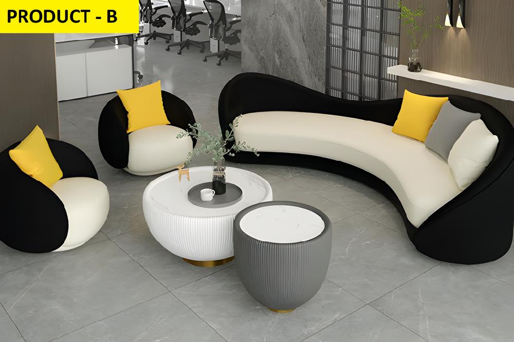 Lixra Curved Fabric Sofa Set For Living Room