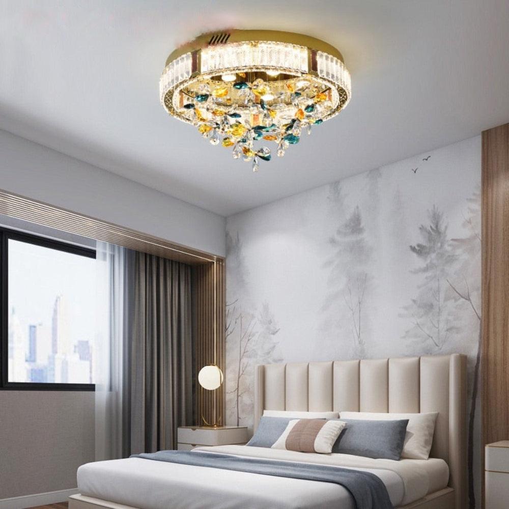Lixra Dazzling Luxury Crystal Gold Ceiling Light