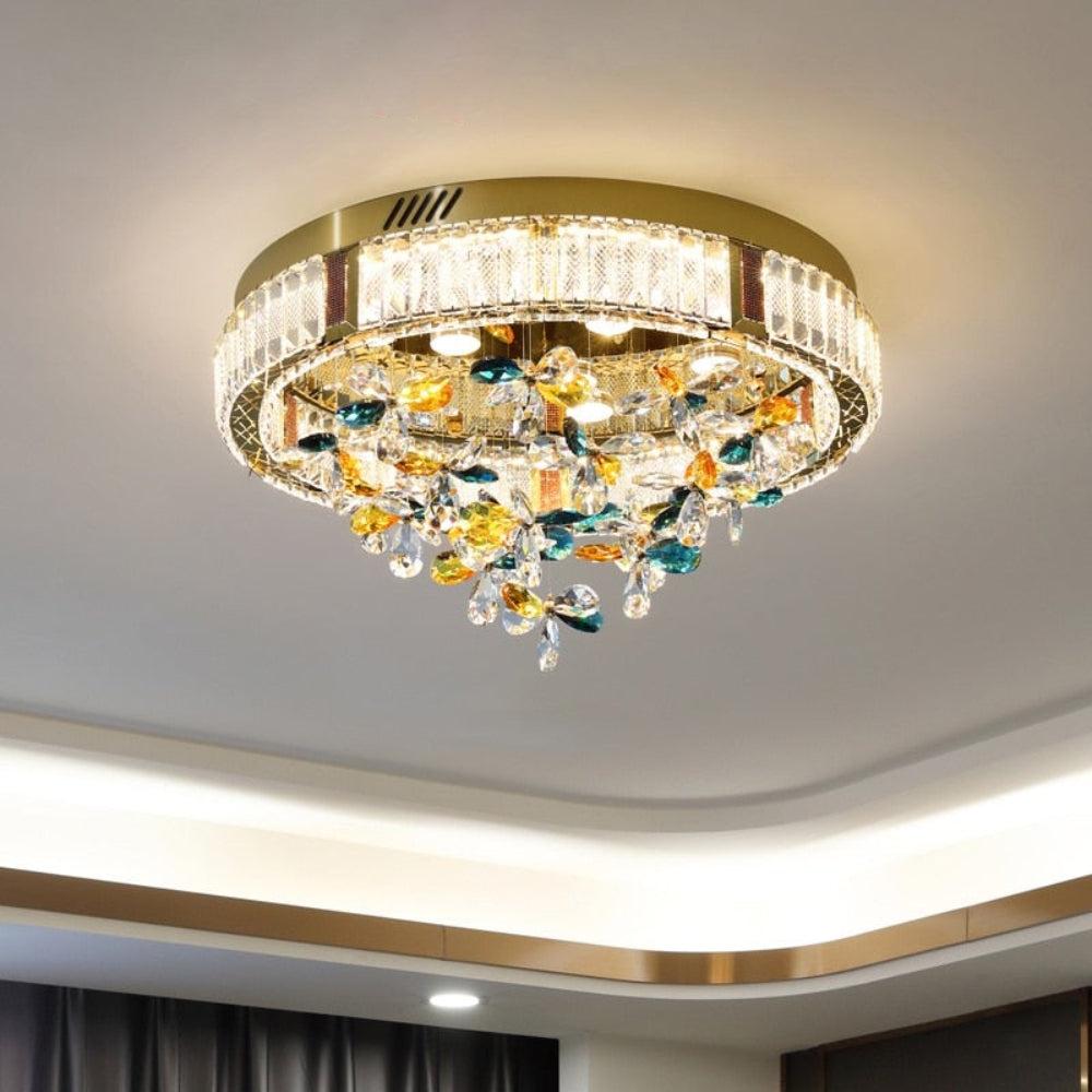Lixra Dazzling Luxury Crystal Gold Ceiling Light