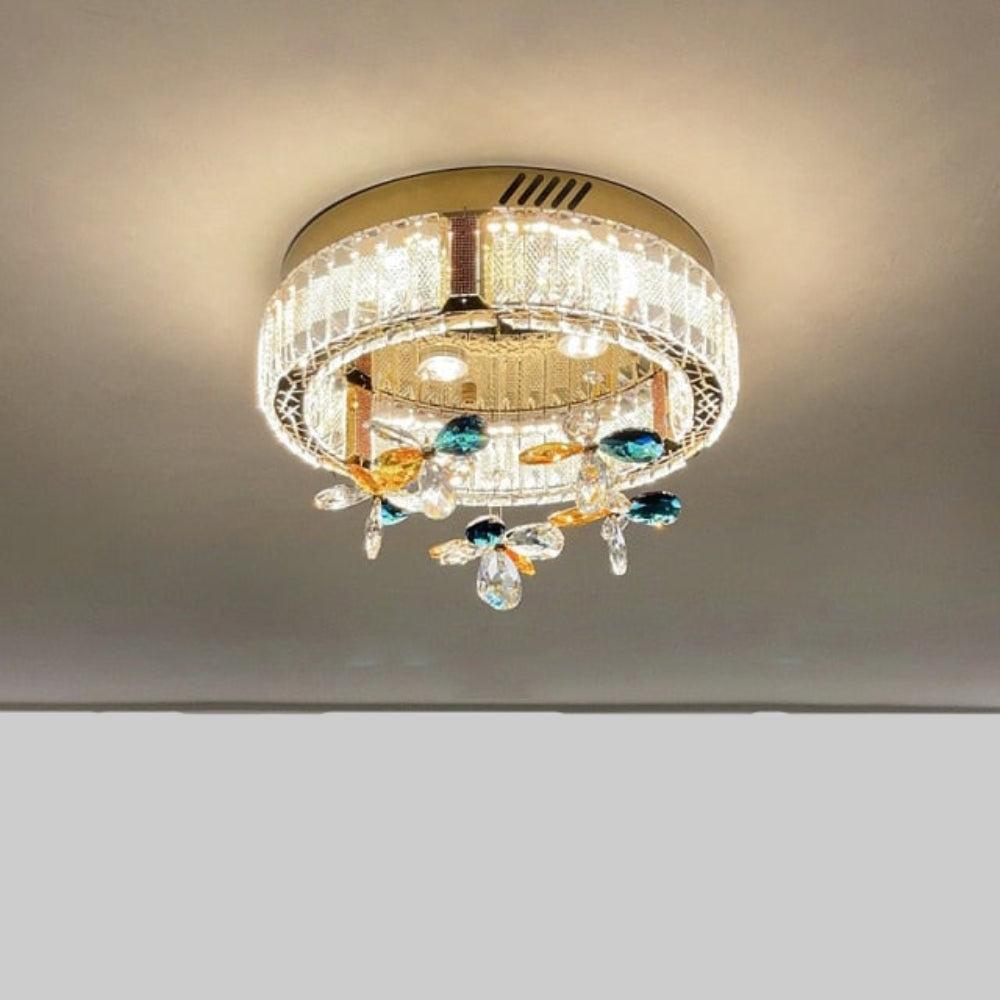 lixra Dazzling Luxury Crystal Gold Ceiling Light