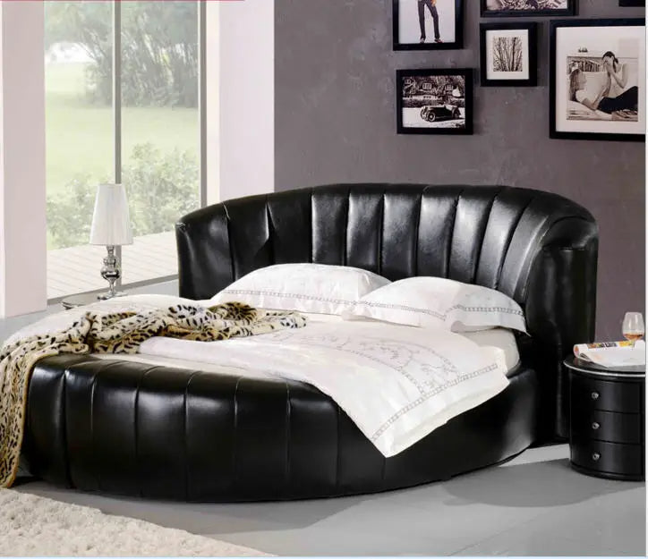 Lixra Delicate Luxurious Widened Leather Round Bed