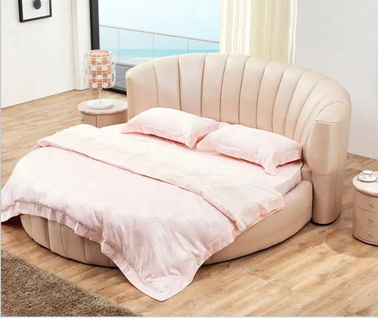 Lixra Delicate Luxurious Widened Leather Round Bed