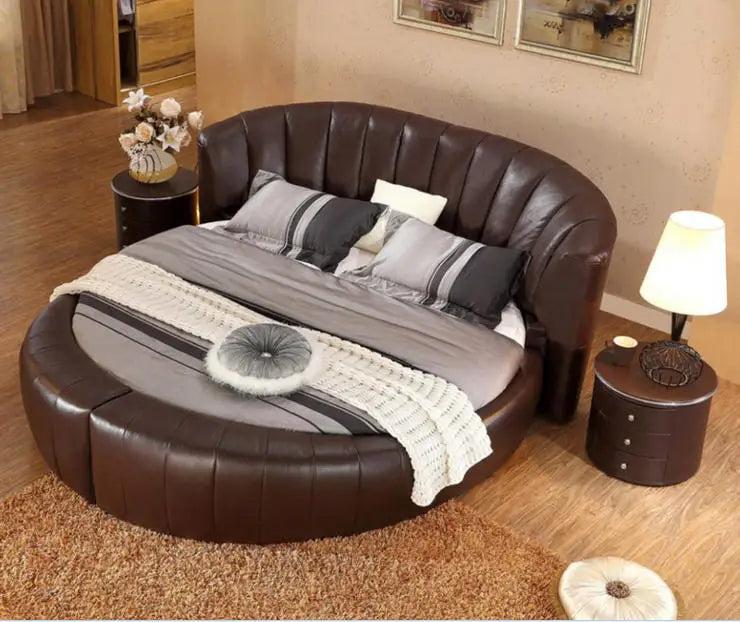 lixra Delicate Luxurious Widened Leather Round Bed