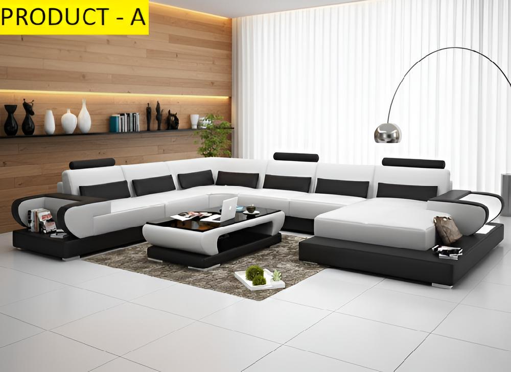 Lixra Designed LED Leather Sectional Sofa Set