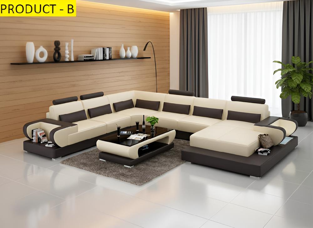 Lixra Designed LED Leather Sectional Sofa Set