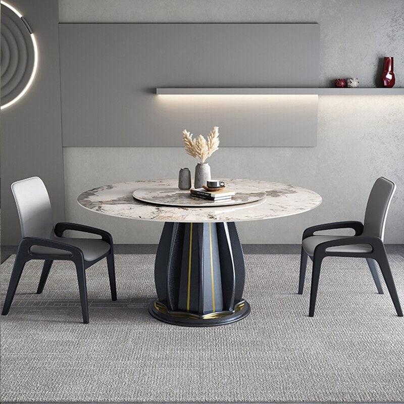Lixra Designed Marble Round Dining Table Set