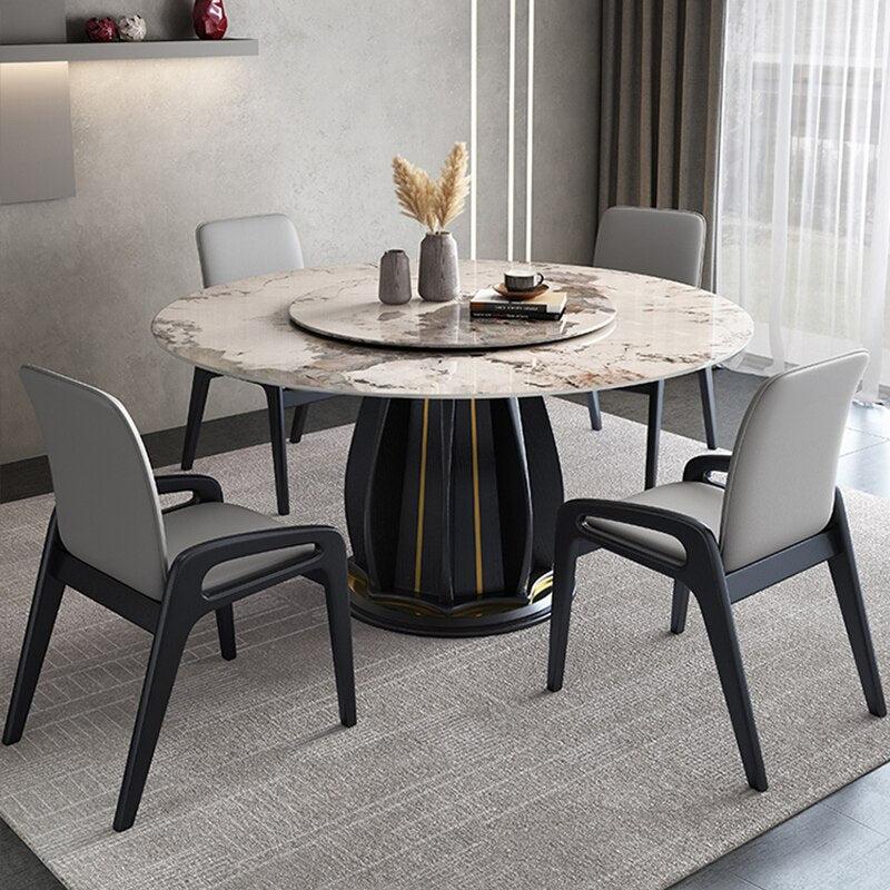 lixra Designed Marble Round Dining Table Set