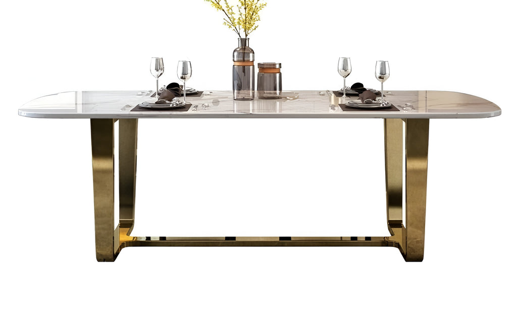 Lixra Designer Marble Dining Table With Metal Legs
