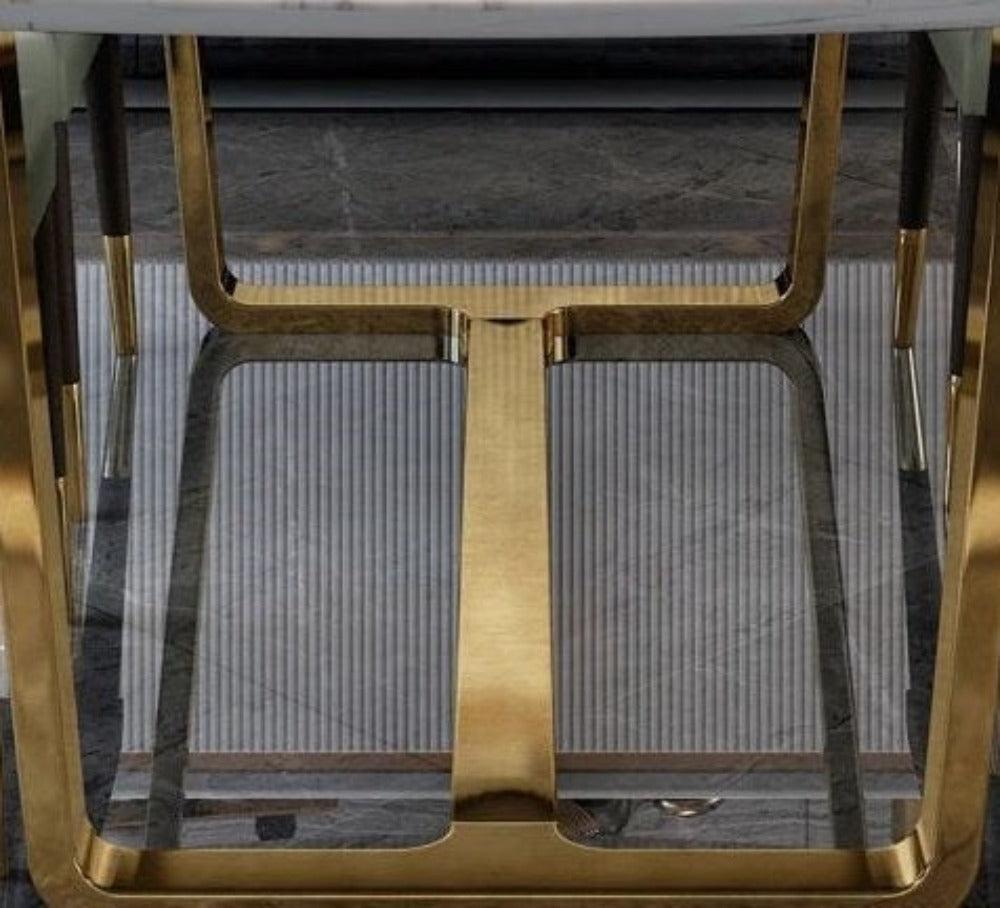 Lixra Designer Marble Dining Table With Metal Legs