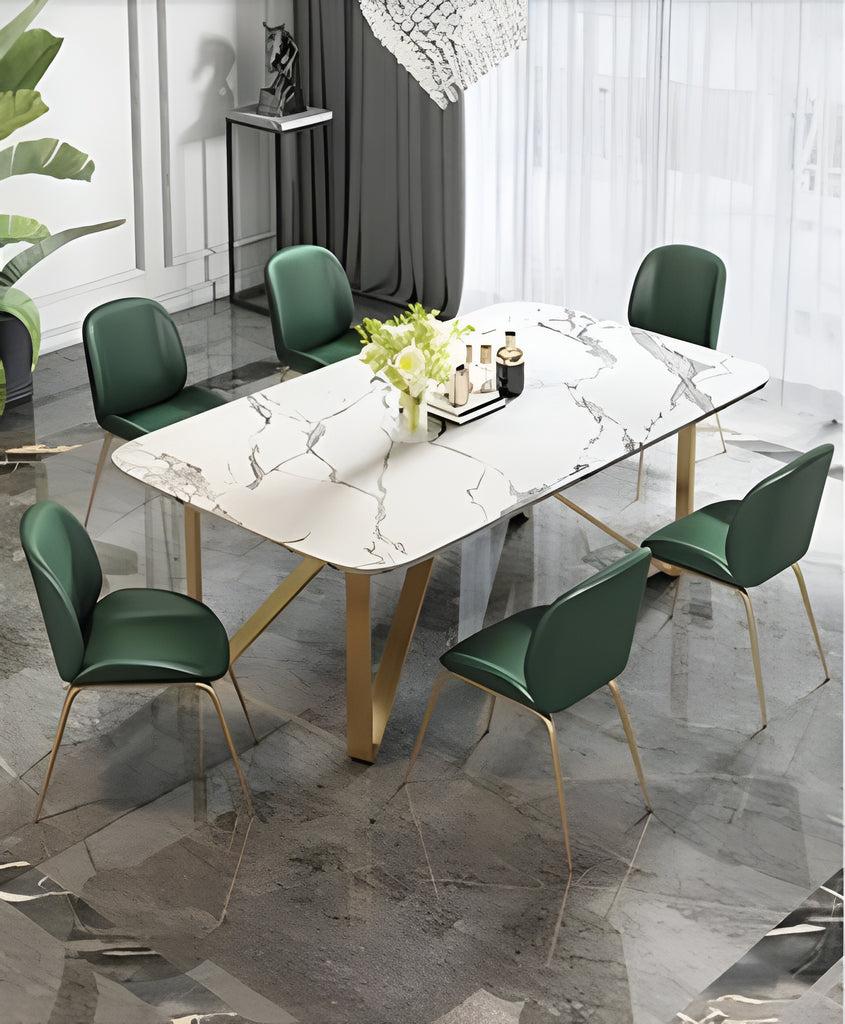 Lixra Desire Marble-Top Dining Table Set