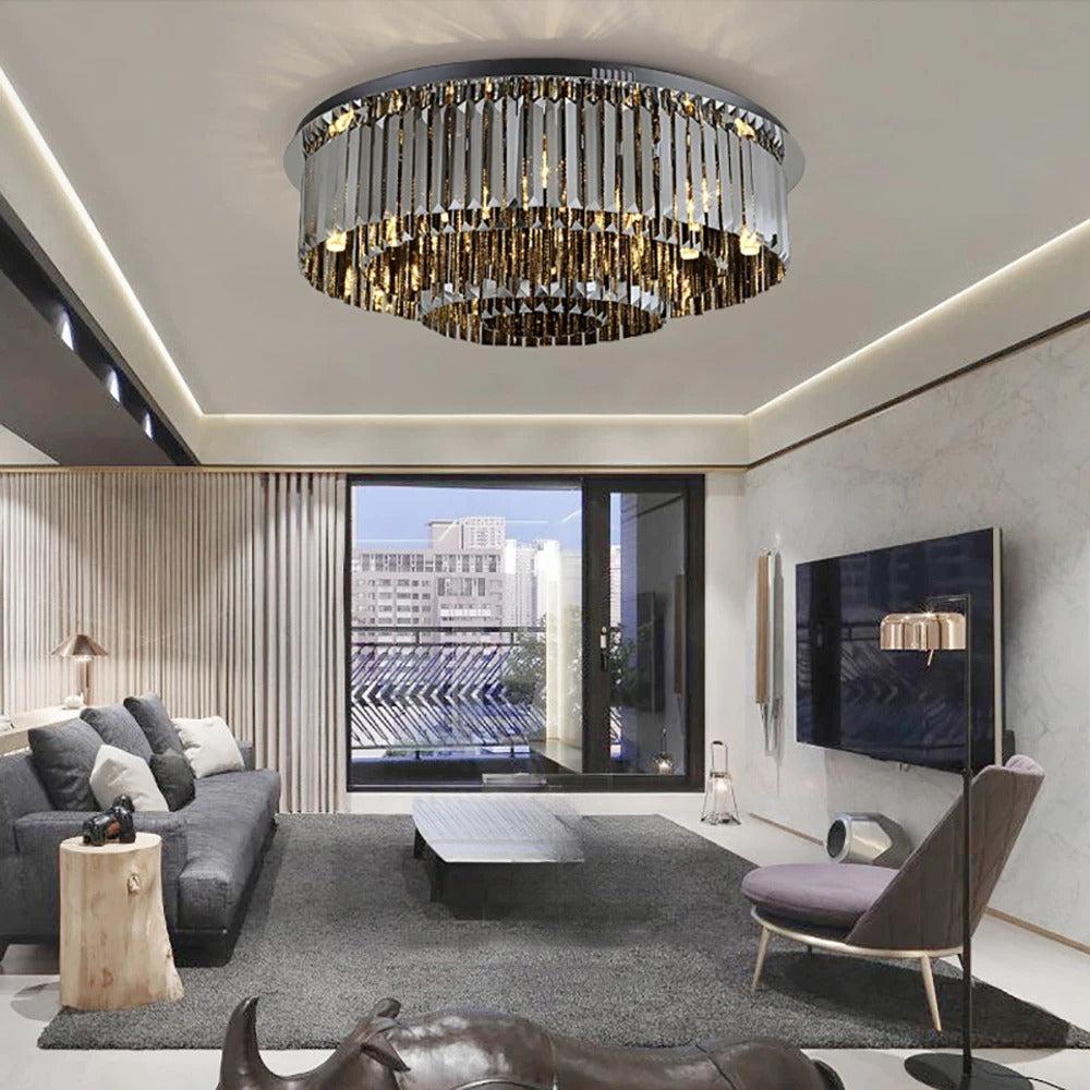 Lixra Dimmable Smoke Grey Crystal Glow Flush-Mount