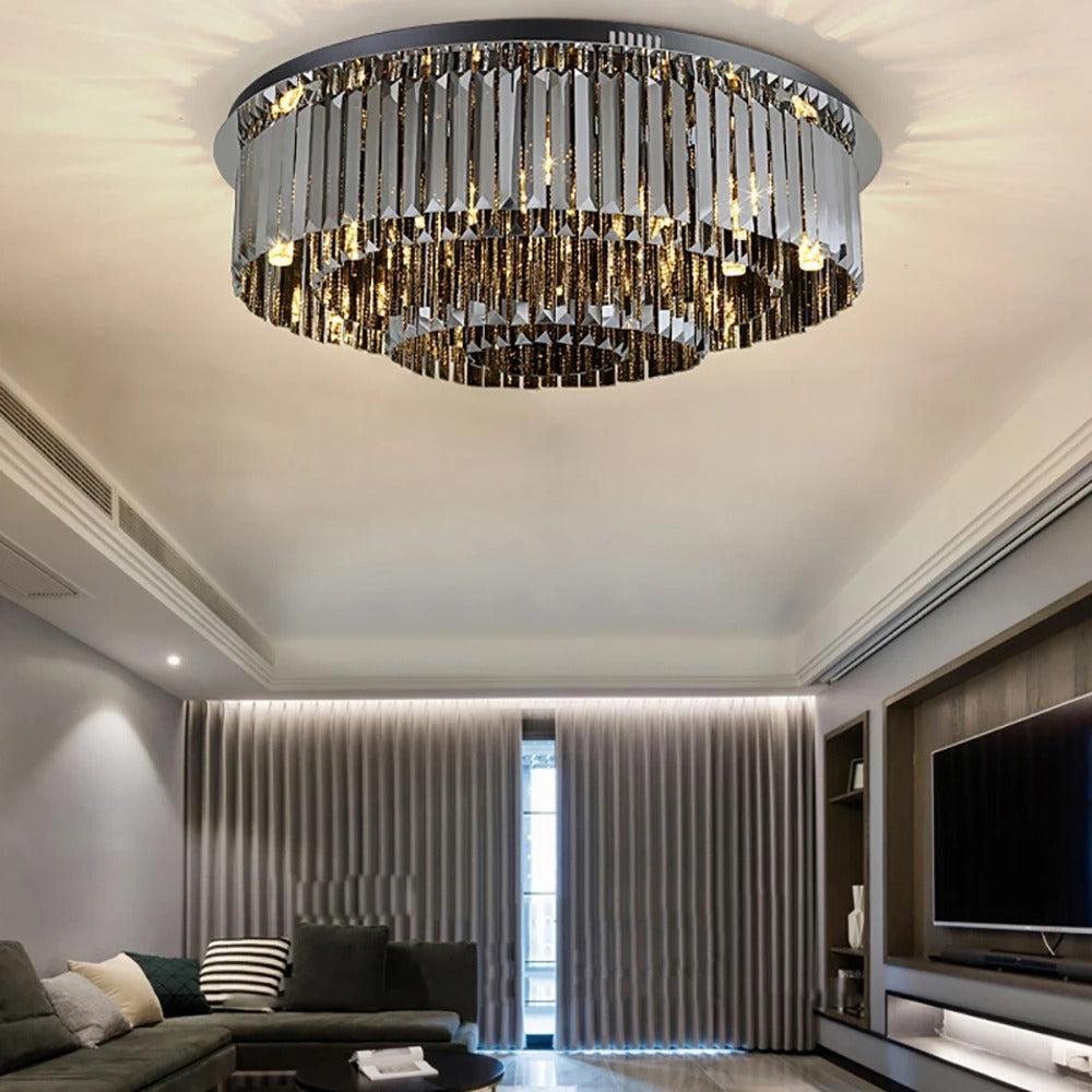 Lixra Dimmable Smoke Grey Crystal Glow Flush-Mount