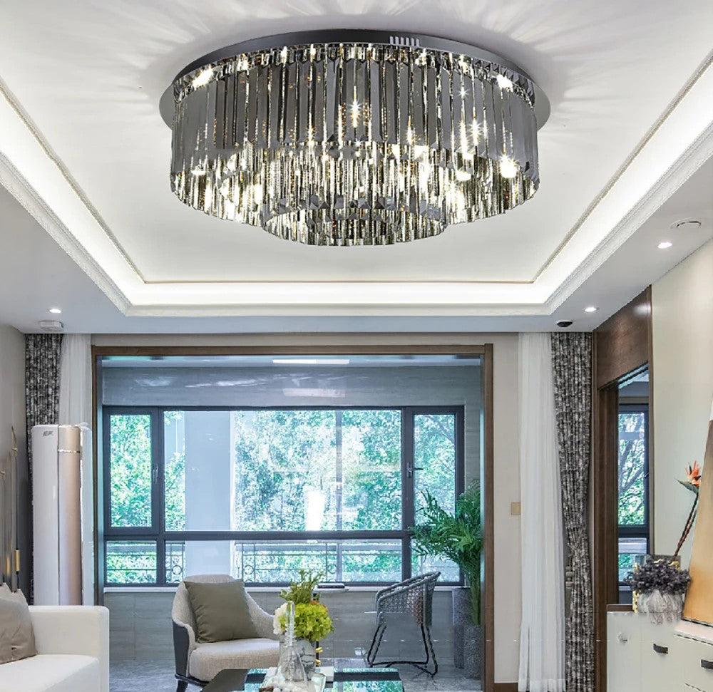 Lixra Dimmable Smoke Grey Crystal Glow Flush-Mount
