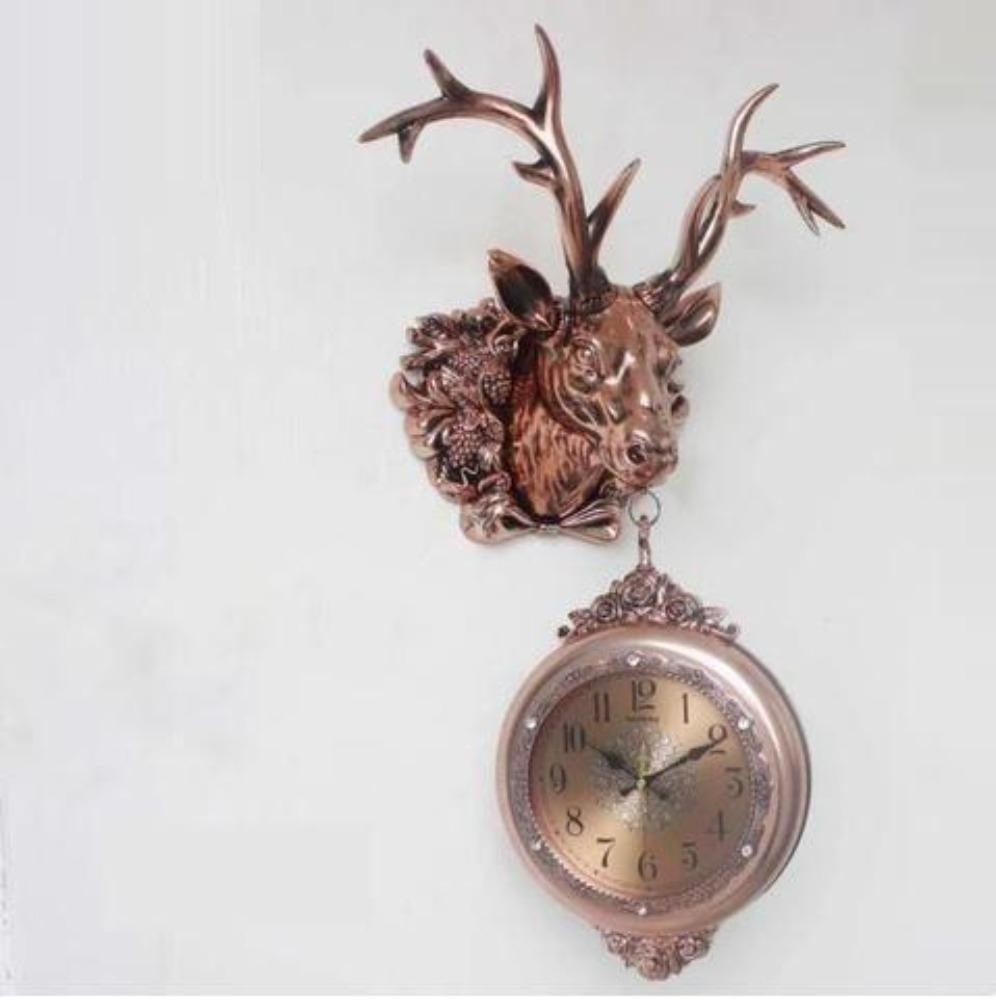 Lixra Double-Sided Deer Head Wall Clock
