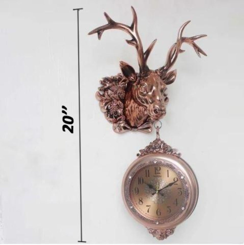 Lixra Double-Sided Deer Head Wall Clock