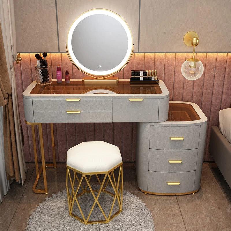 Lixra Dresser With Gold Finish Metallic Base