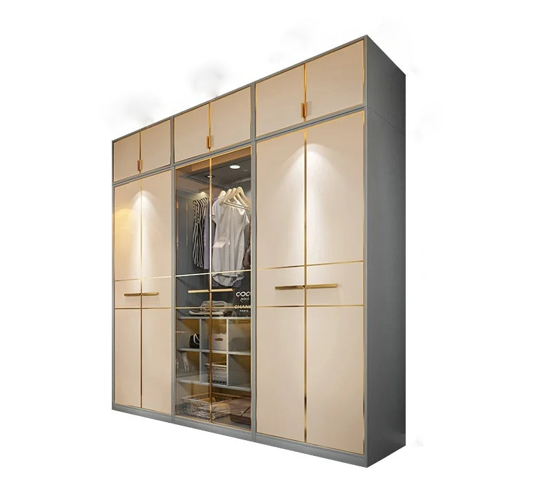 lixra Elegance Glass Door Wooden Wardrobe