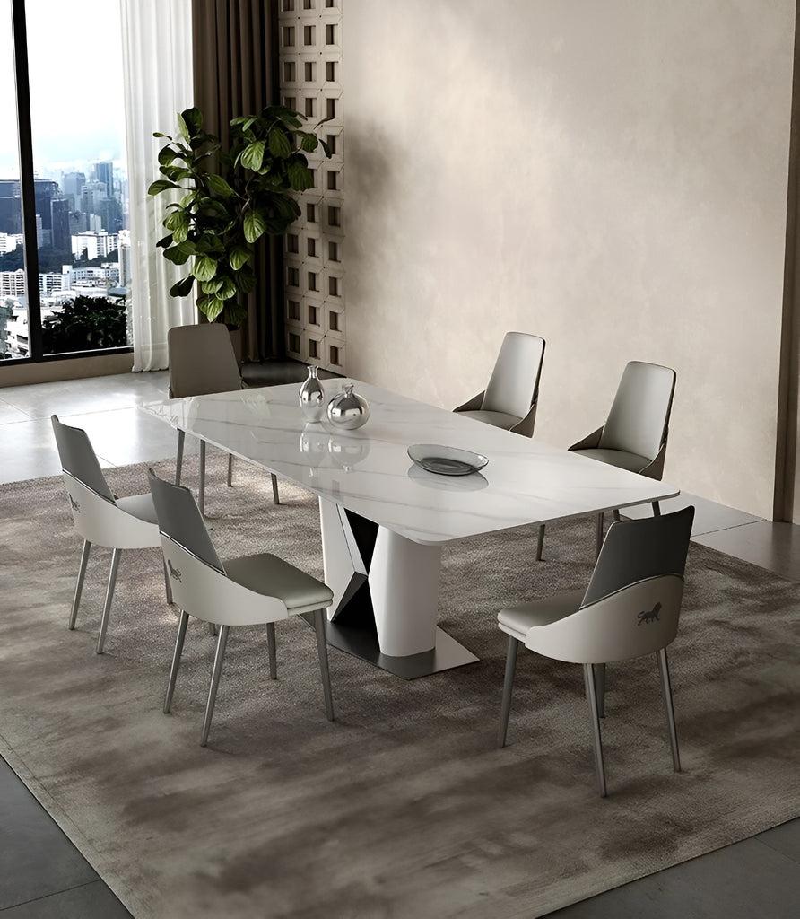 Lixra Elegant 6-Seater Marble Dining Table Set