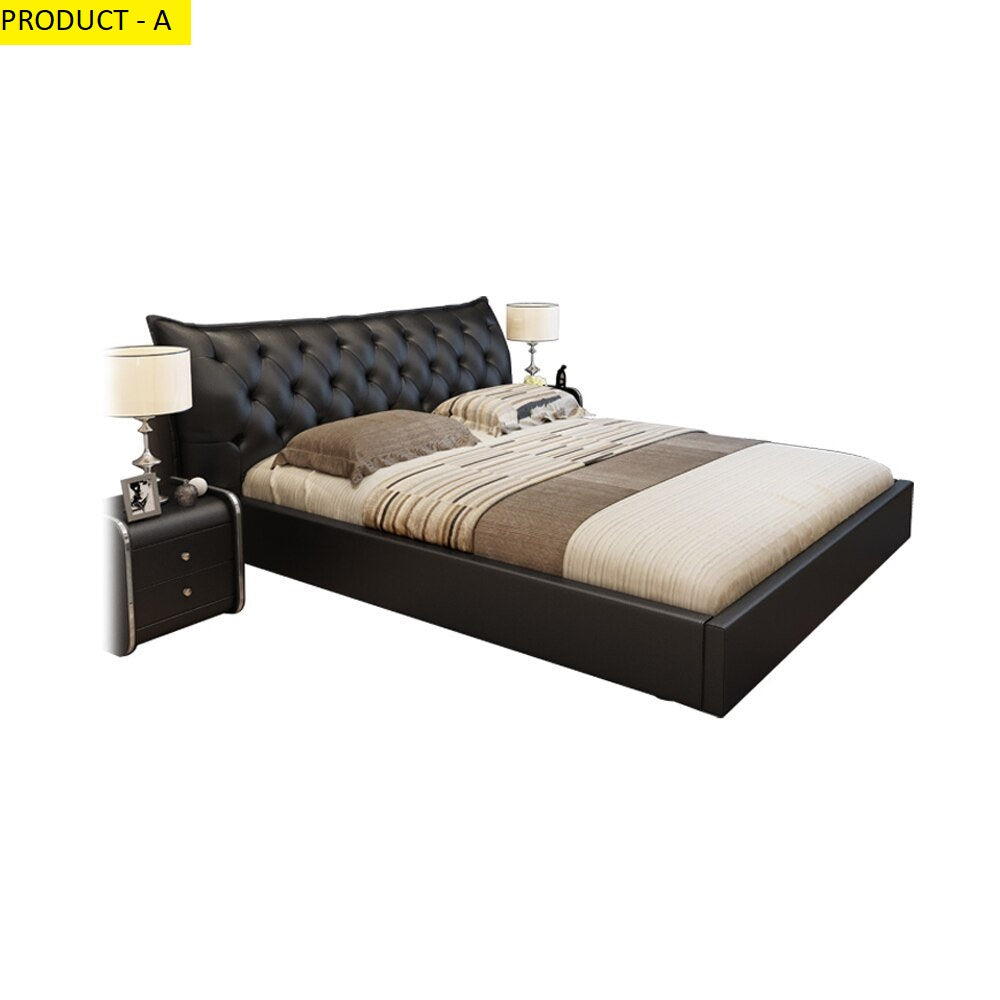 Lixra Elegant Button Tufted Design Leather Bed