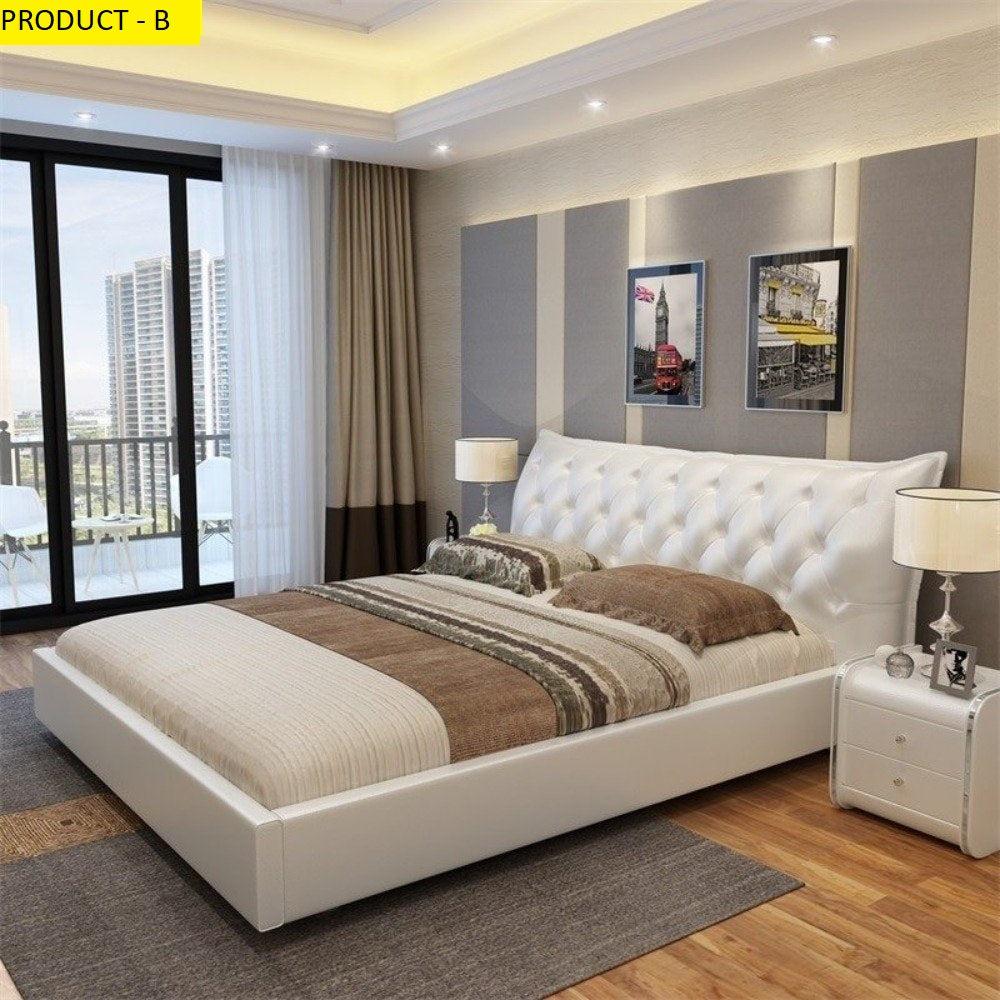 Lixra Elegant Button Tufted Design Leather Bed