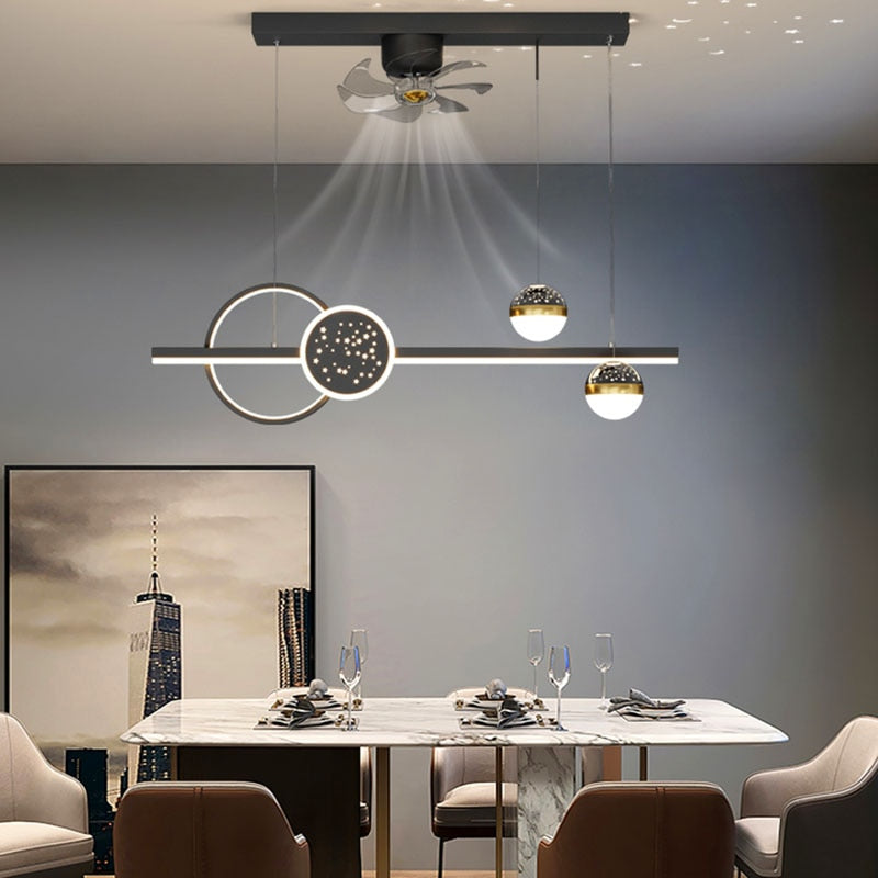 lixra Elegant Pendant Light With Ceiling Fan