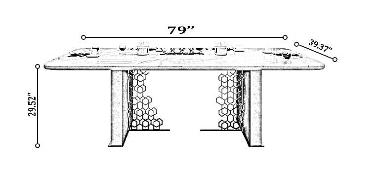 Lixra Elegant Rectangular Marble Dining Table