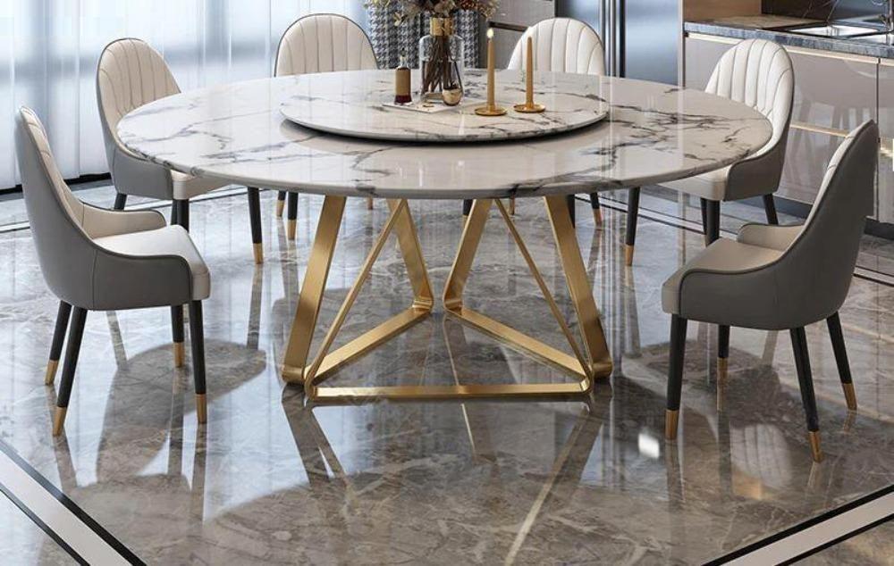 Lixra Elegant Round Marble Dining Table Set
