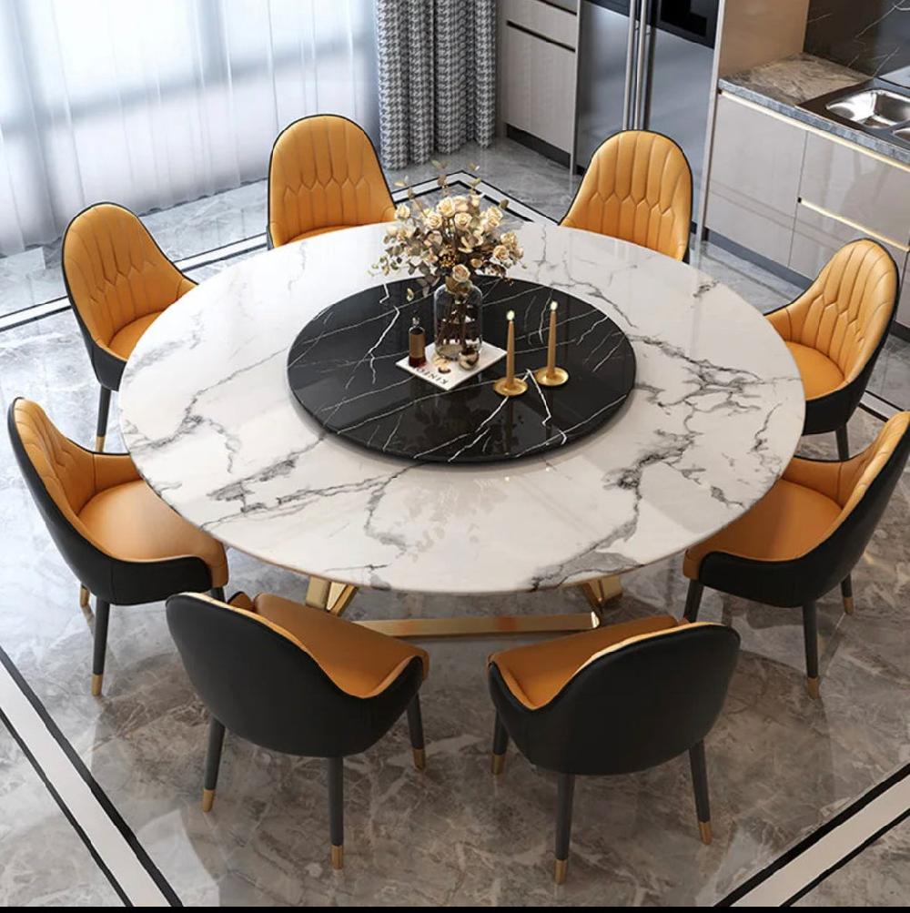 Lixra Elegant Round Marble Dining Table Set