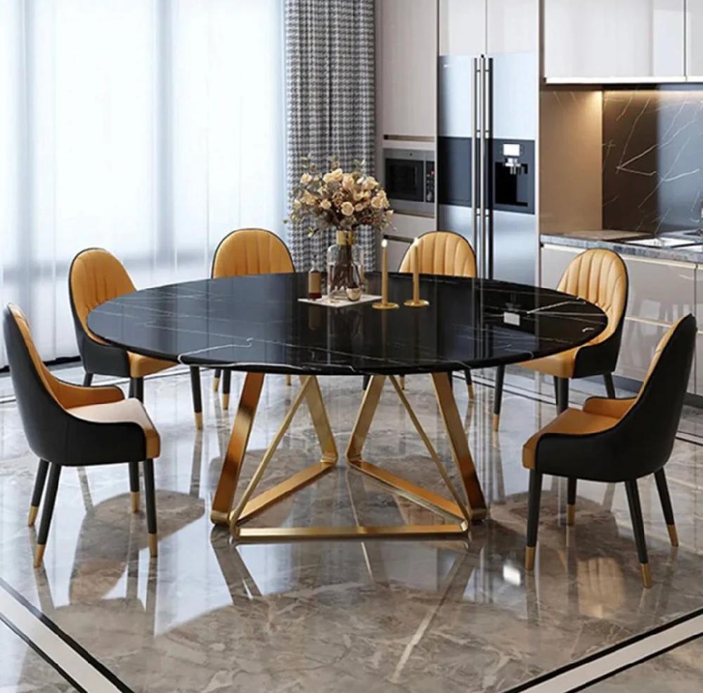 Lixra Elegant Round Marble Dining Table Set