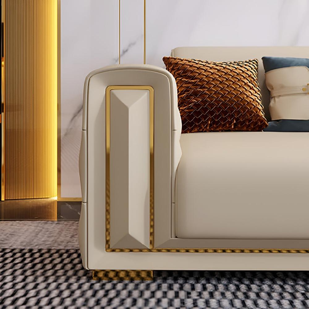 Lixra Elegant Tufted Leather Sofa Set