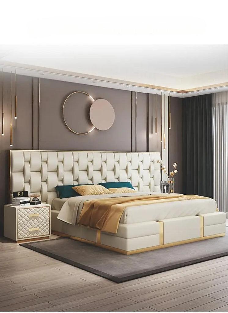 Lixra Elevated Luxury High-Headboard Leather Bed