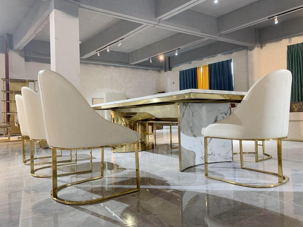 Lixra Endearing Marble-Top Dining Table Set