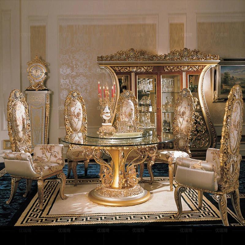 Lixra European Brusten Carved Dining Table Set