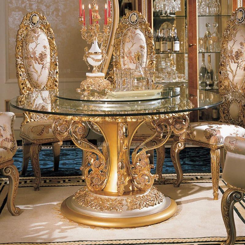 Lixra European Brusten Carved Dining Table Set