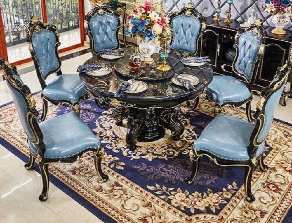 Lixra European Brusten Wooden Dining Table Set