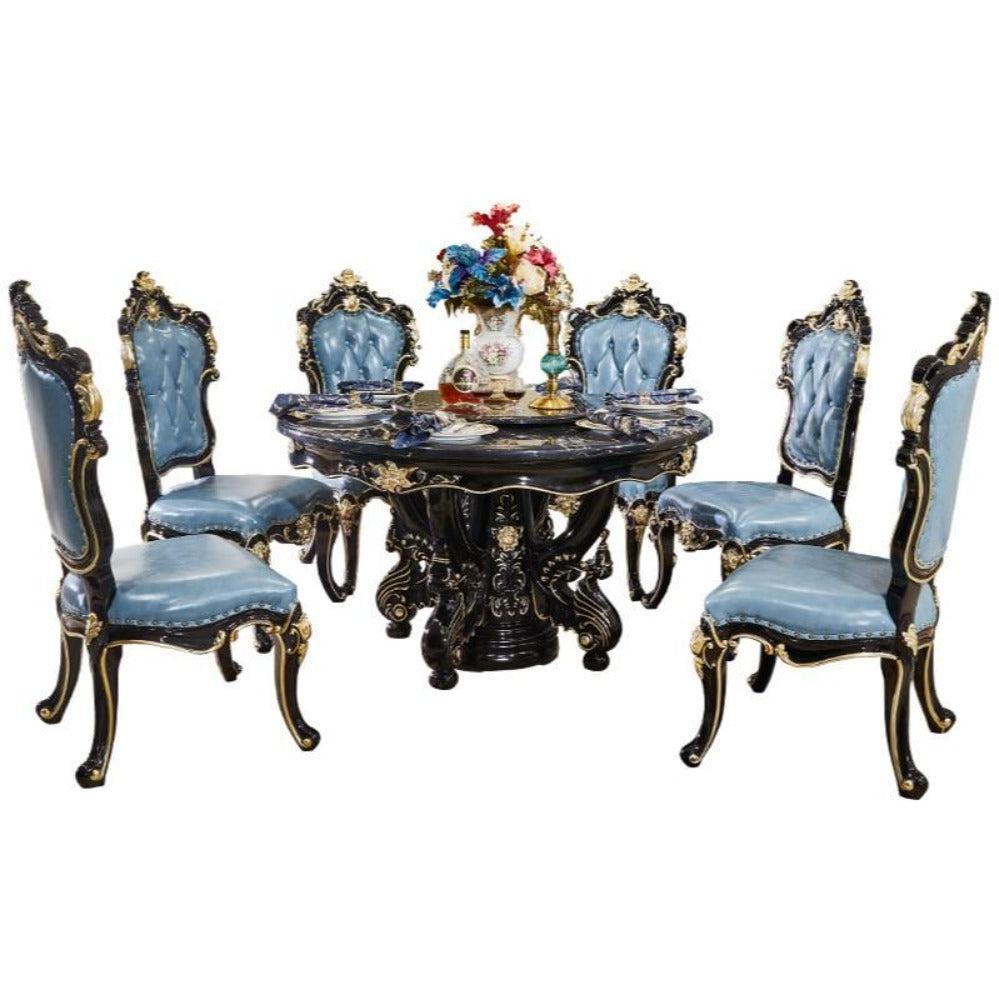 Lixra European Brusten Wooden Dining Table Set