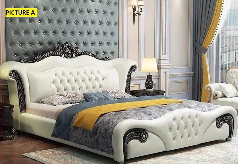 Lixra European Button Tufted Leather Bed