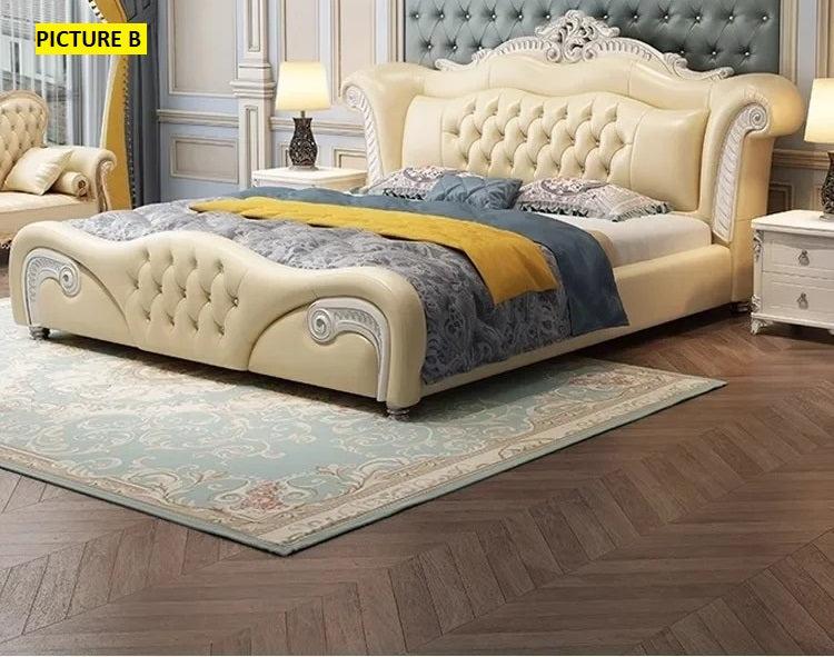 Lixra European Button Tufted Leather Bed