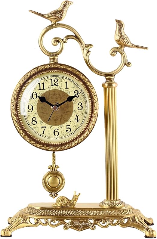 Lixra European Elegance Brass Desk Clock